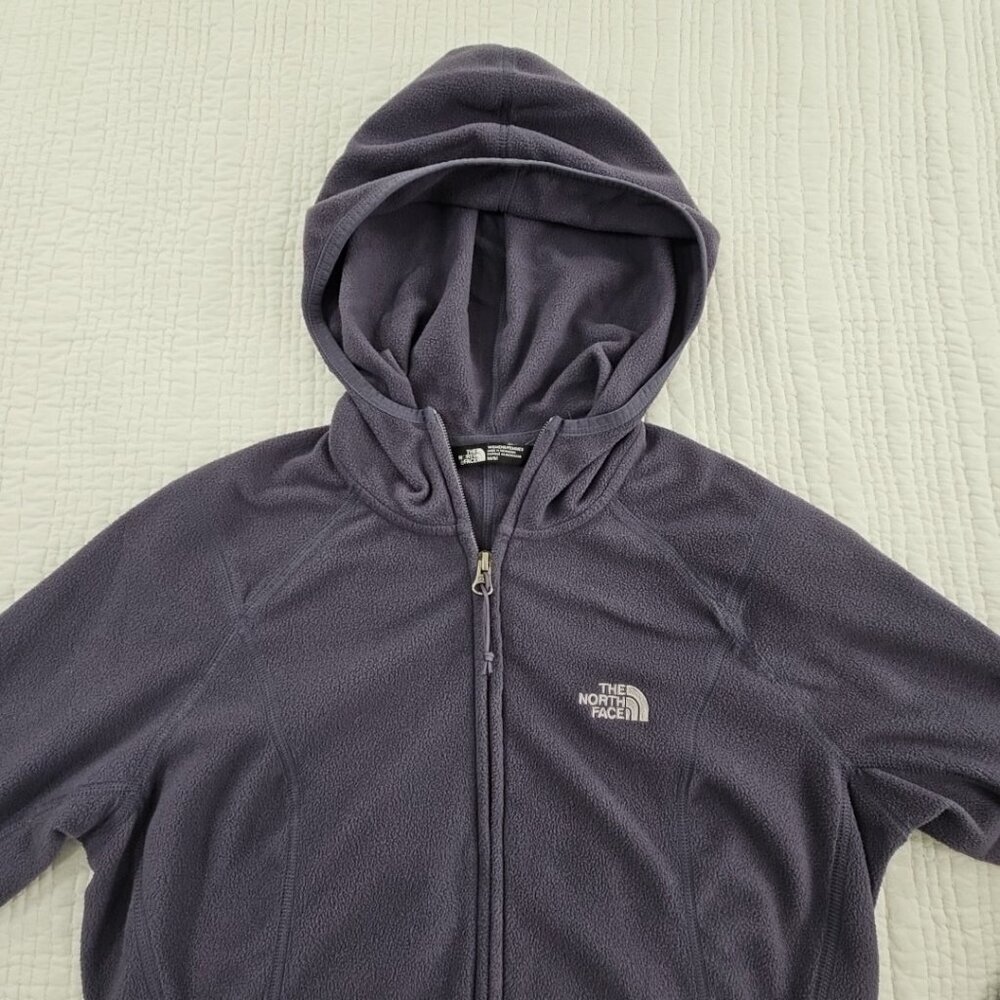 North Face Full Zip Fleece Hoodie Long Sleeve Sweatshirt Women’s M Gray Gorpcore - Picture 4 of 14